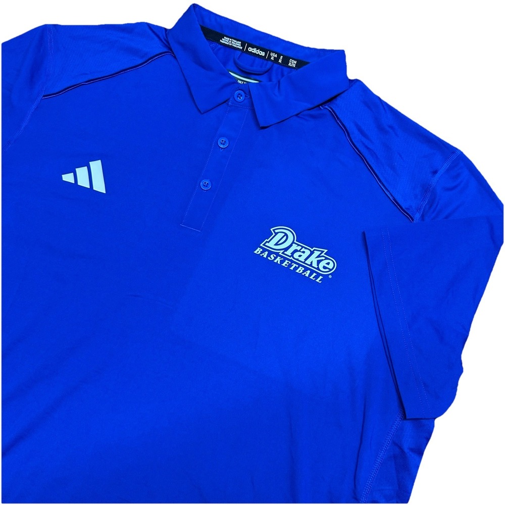 NWT Adidas Aeroready Royal Blue Button Up Polo Shirt Drake Basketball Men's XL